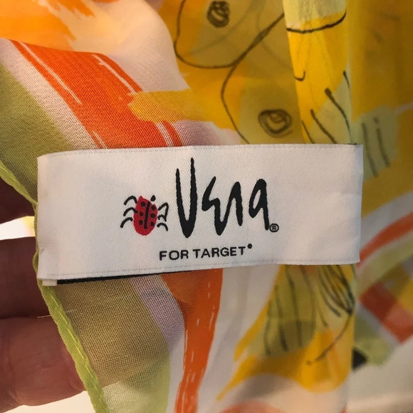 44” Square Large Vera for Target Orange Butterfly Chiffon Scarf - Picture 2 of 7